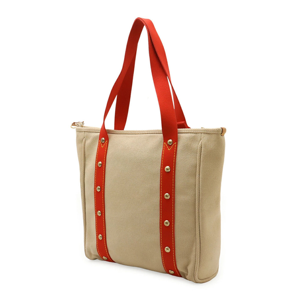 Louis Vuitton Bag Cabas Shoulder Tote Red Antigua Beige Red Tan